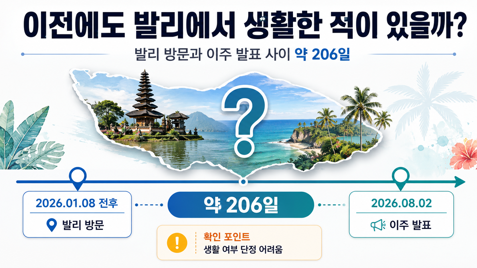김빈우 발리 이주 이유는? 1년 준비와 출국 일정 확인 - 이전에도 발리에서 생활한 적이 있을까? 핵심 내용을 정리한 정보형 이미지