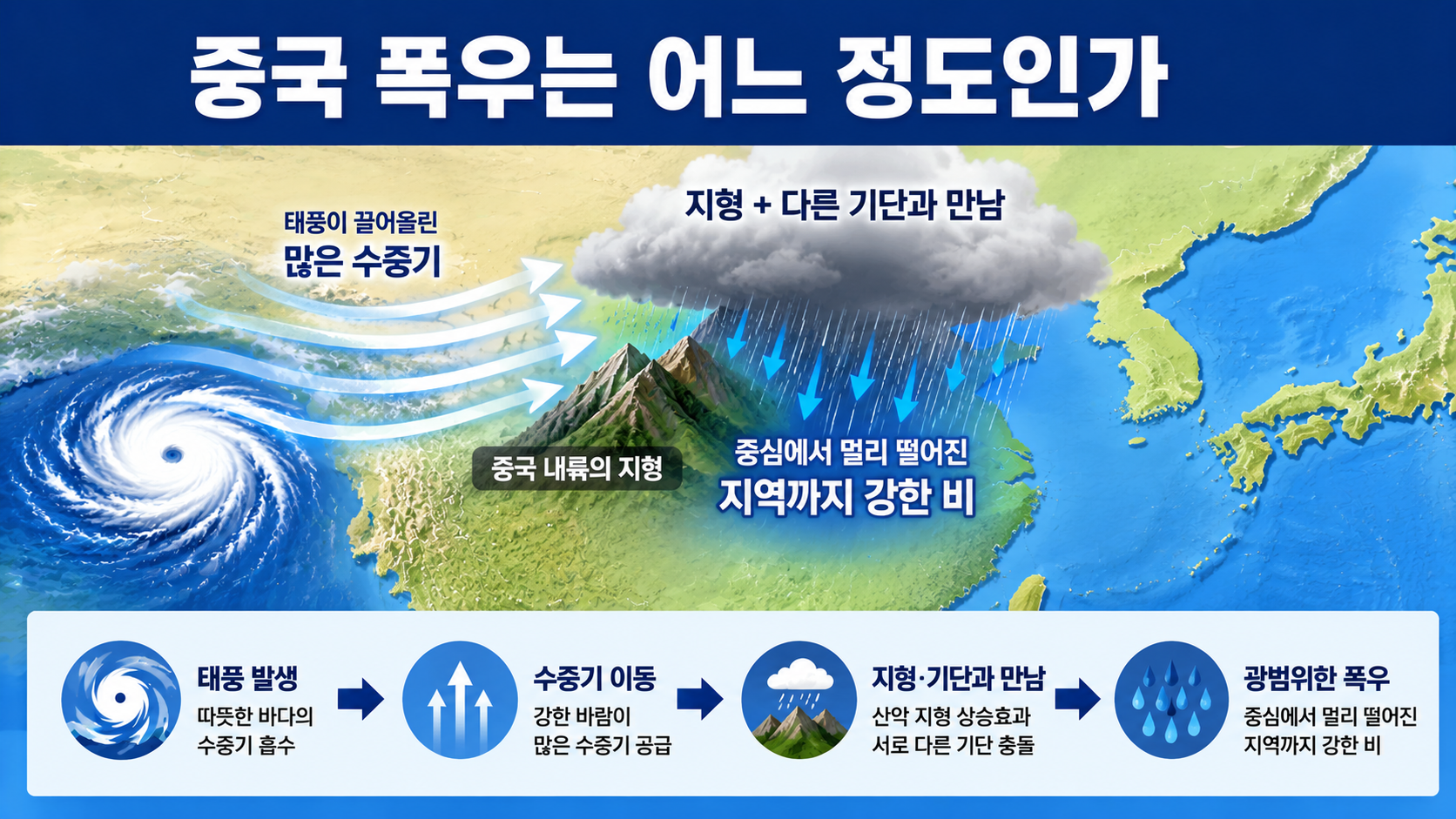 태풍 돌핀 현재 위치 중국 후베이까지 이동, 한국보다 폭우를 봐야 하는 이유 - 중국 폭우는 어느 정도인가 핵심 내용을 정리한 정보형 이미지