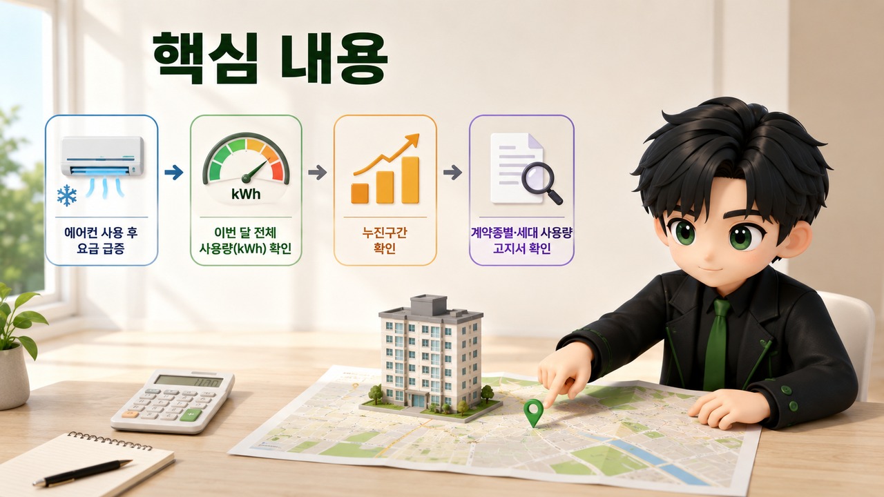 에어컨 전기요금 갑자기 많이 나온 이유, 8월 누진구간은 300·450kWh부터 확인 - 핵심 내용 핵심 내용을 정리한 정보형 이미지