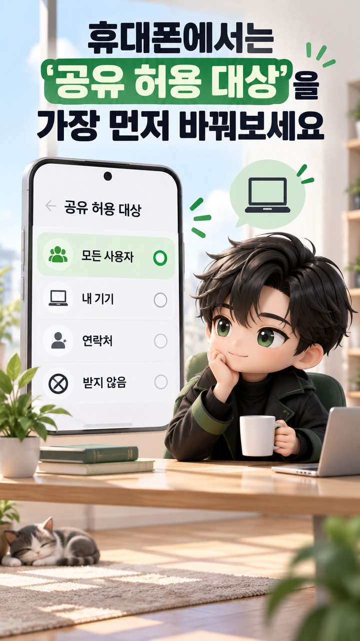 휴대폰에서는 ‘공유 허용 대상’을 가장 먼저 바꿔보세요 - 휴대폰에서는 ‘공유 허용 대상’을 가장 먼저 바꿔보세요 핵심 내용을 정리한 정보형 이미지
