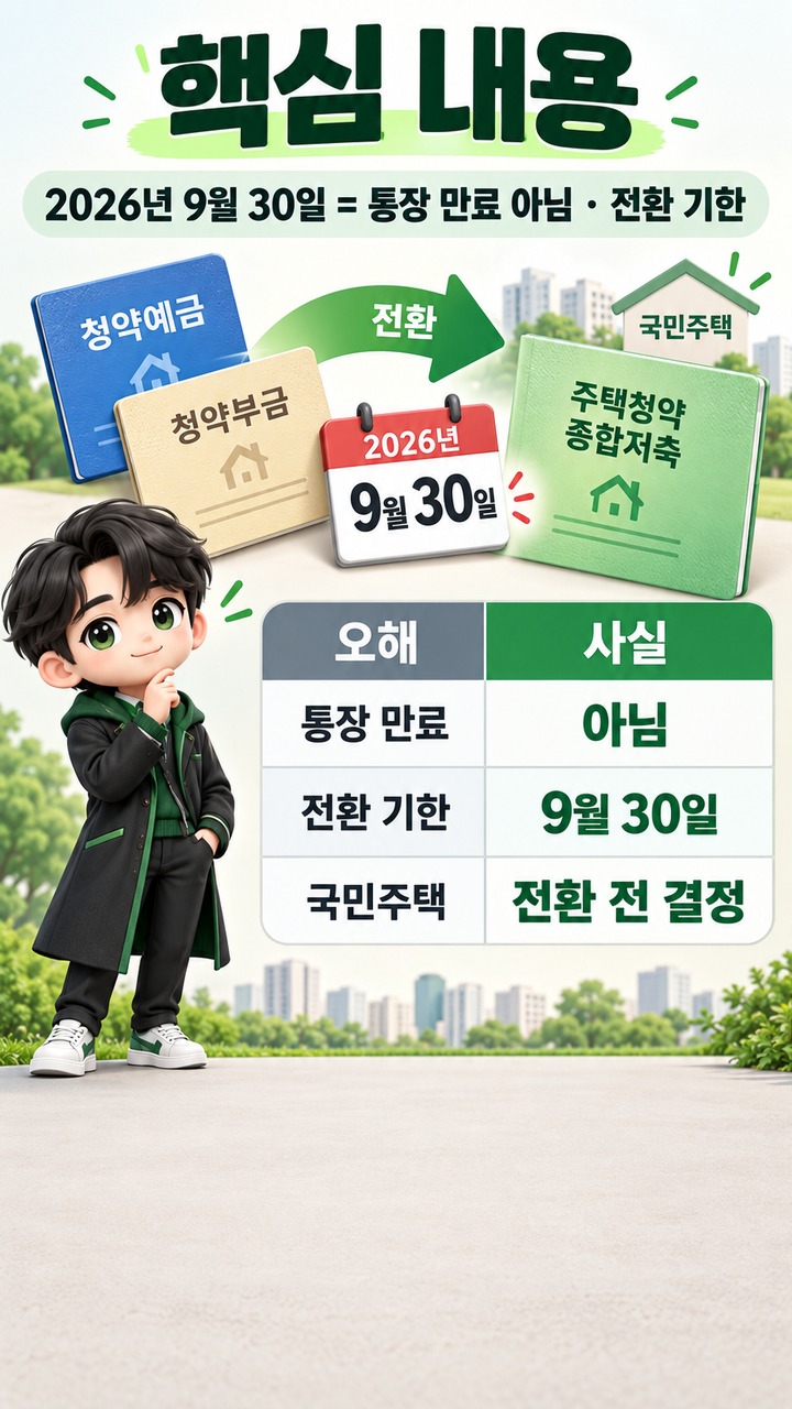 청약예금·청약부금 종합저축 전환, 9월 30일은 통장 만료가 아니라 전환 마감이다