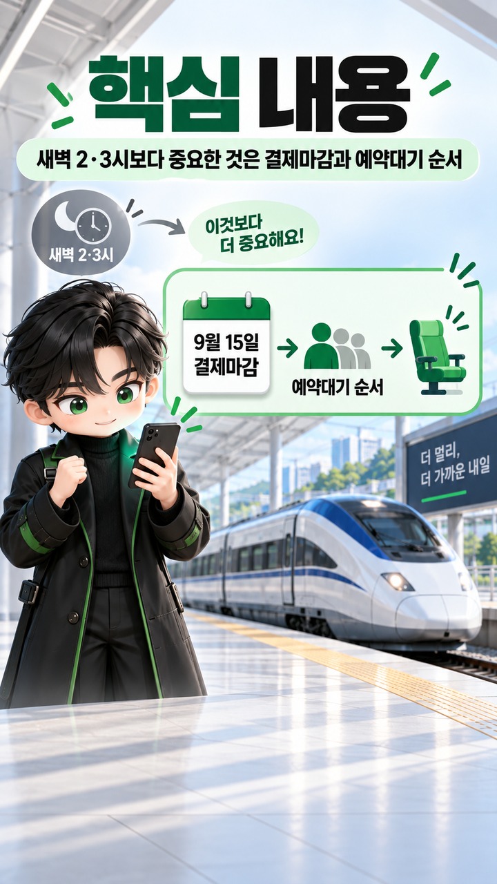 KTX 취소표가 새벽 2시나 3시에 한꺼번에 풀리는 것은 아니다 - 핵심 내용 핵심 내용을 정리한 정보형 이미지