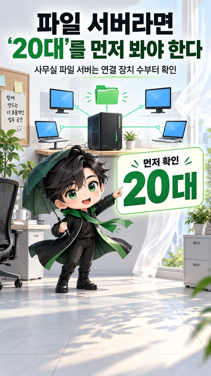 윈도우11 서버로 쓸만한가, 소규모 파일·개발용은 가능하지만 20대 연결부터 기준이 달라진다 - 파일 서버라면 '20대'를 먼저 봐야 한다 핵심 내용을 정리한 정보형 이미지