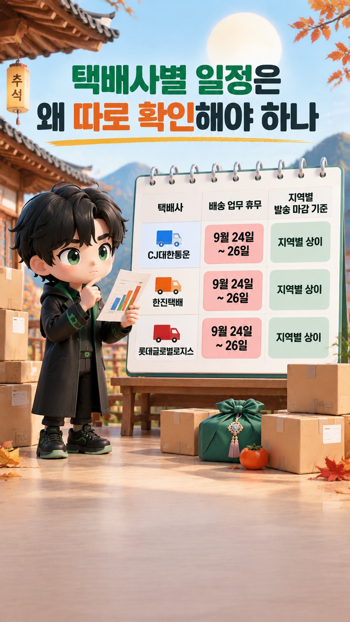 추석 택배 언제 보내야 하나, 2026년 연휴 전 도착을 위한 접수 마감 기준 - 택배사별 일정은 왜 따로 확인해야 하나 핵심 내용을 정리한 정보형 이미지