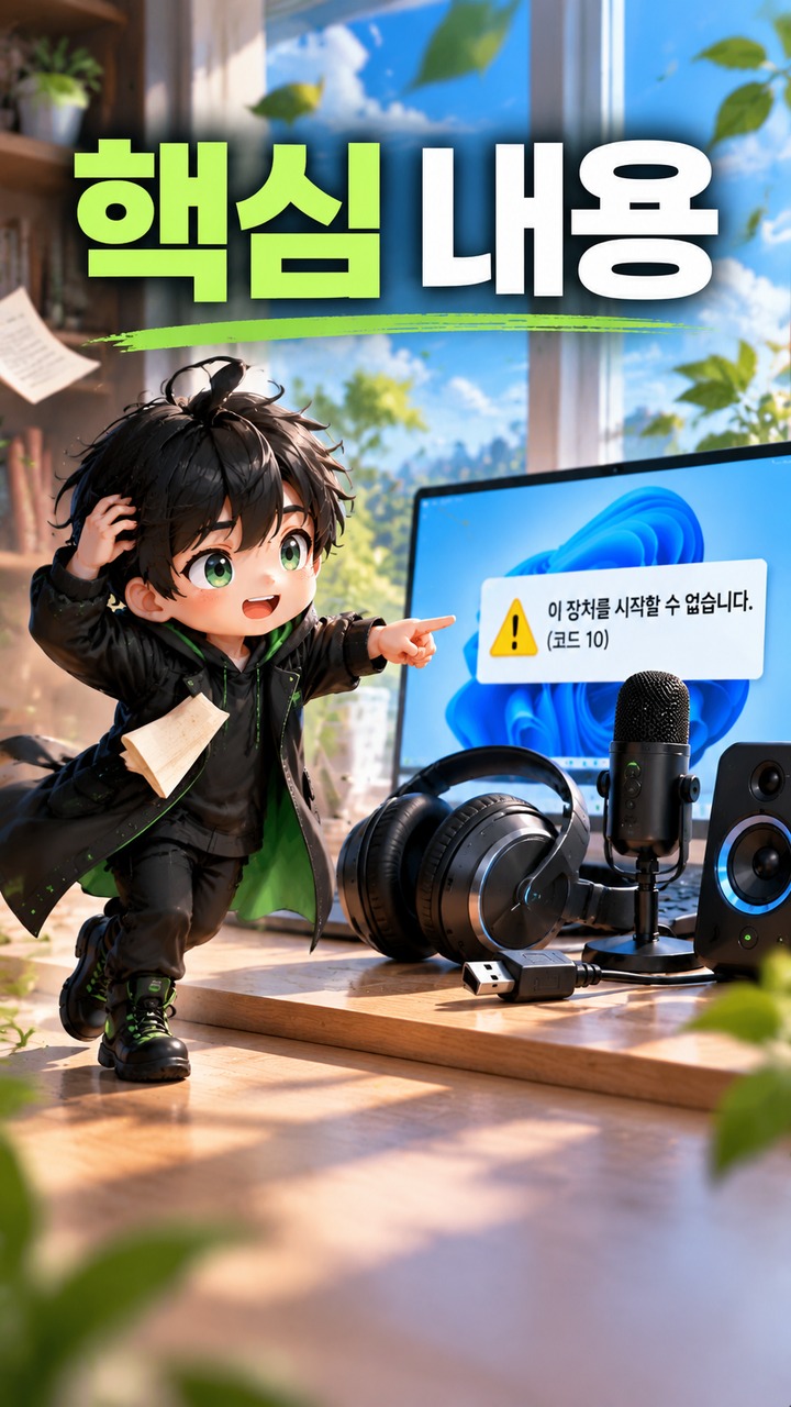 Windows 11 KB5124008 설치 후 USB 스피커·마이크 소리가 안 나올 때 확인할 순서 - 핵심 내용 핵심 내용을 정리한 정보형 이미지
