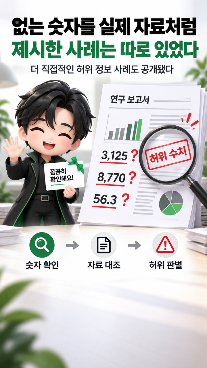AI가 정말 자기 출처를 만들었나 - 없는 숫자를 실제 자료처럼 제시한 사례는 따로 있었다 핵심 내용을 정리한 정보형 이미지