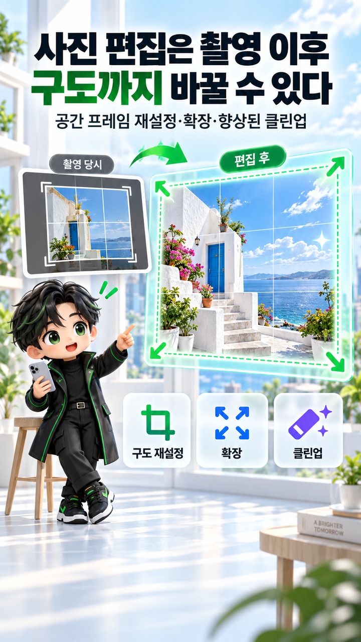 iOS 27에서 가장 크게 달라진 기능은 무엇인가 - 사진 편집은 촬영 이후 구도까지 바꿀 수 있다 핵심 내용을 정리한 정보형 이미지