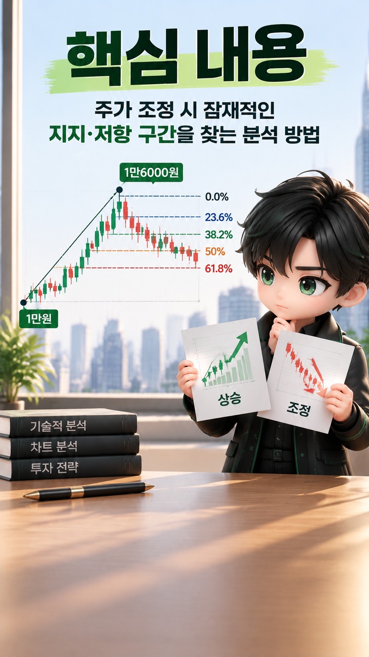 주식 분석 기법 피보나치 계산 방법# 주식 분석 기법 피보나치 계산 방법, 1만원→1만6000원이라면 61.8%는 1만2292원 - 핵심 내용 핵심 내용을 정리한 정보형 이미지