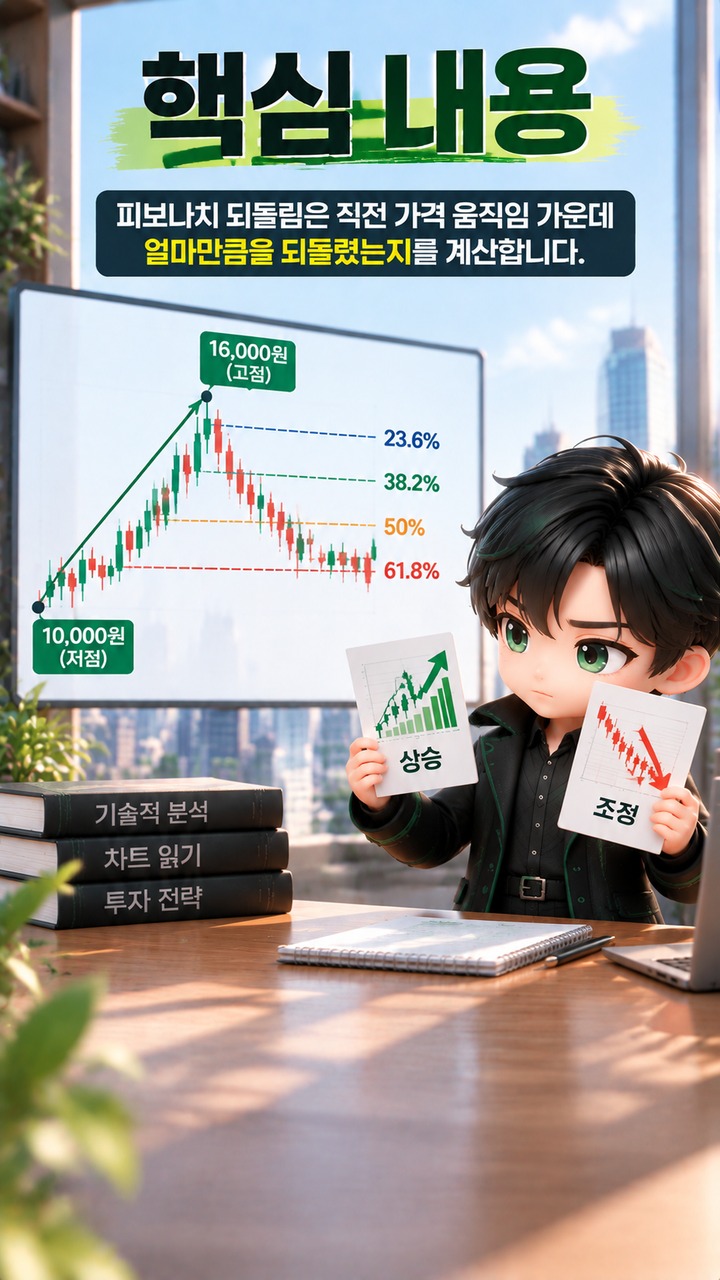 주식 분석 기법 피보나치 계산 방법# 주식 분석 기법 피보나치 계산 방법, 1만원→1만6000원이라면 61.8%는 1만2292원 - 핵심 내용 핵심 내용을 정리한 정보형 이미지