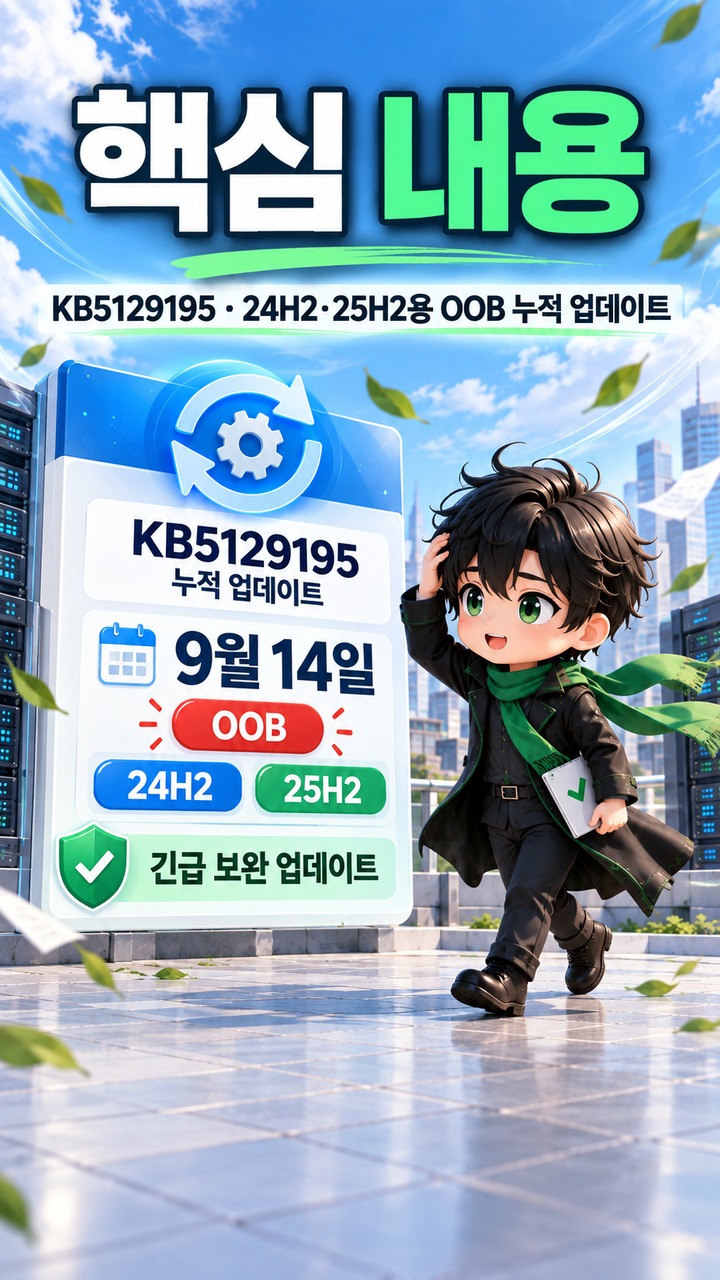 Windows 11 업데이트 후 RDP 원격 접속 멈춤, KB5129195 적용 여부 확인해야 하는 이유 - 핵심 내용 핵심 내용을 정리한 정보형 이미지