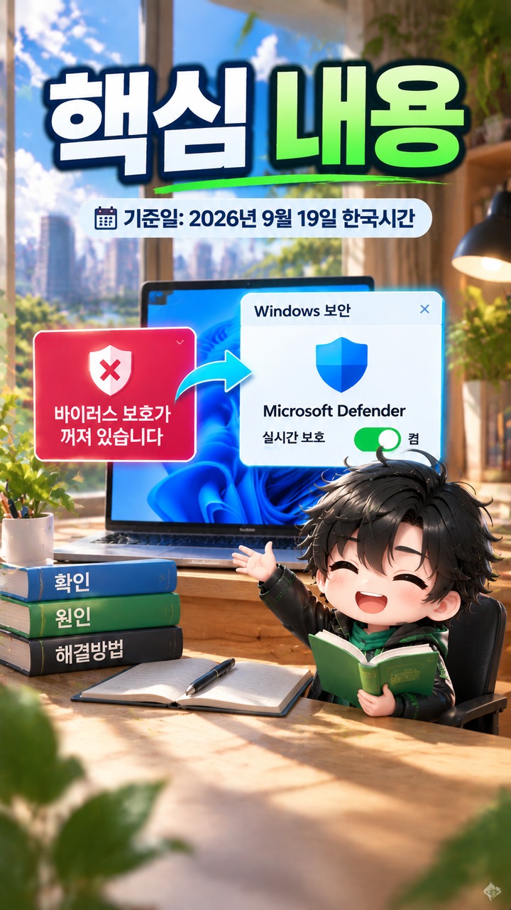 윈도우11 Defender는 켜져 있는데 꺼졌다고 알림 뜨는 이유와 확인 방법 - 핵심 내용 핵심 내용을 정리한 정보형 이미지