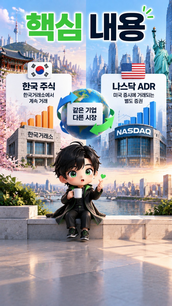 SK하이닉스 나스닥 ADR 상장 후 미국 투자자가 달라지는 점, 한국 주식과 무엇이 달라졌나 - 핵심 내용 핵심 내용을 정리한 정보형 이미지
