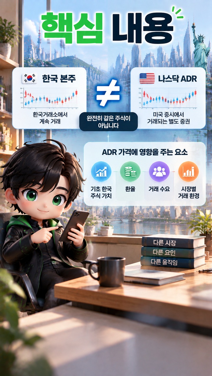 SK하이닉스 나스닥 ADR 상장 후 미국 투자자가 달라지는 점, 한국 주식과 무엇이 달라졌나 - 핵심 내용 핵심 내용을 정리한 정보형 이미지