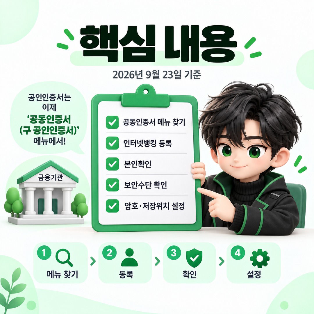 공인인증서 발급 방법, 2026년 공동인증서 발급부터 스마트폰 복사까지 - 핵심 내용 핵심 내용을 정리한 정보형 이미지