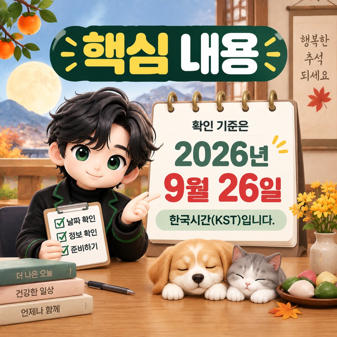 확인 기준은 **2026년 9월 26일 한국시간(KST)**입니다. - 핵심 내용 핵심 내용을 정리한 정보형 이미지