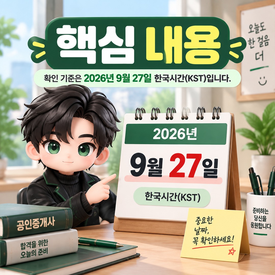 확인 기준은 **2026년 9월 27일 한국시간(KST)**입니다. - 핵심 내용 핵심 내용을 정리한 정보형 이미지