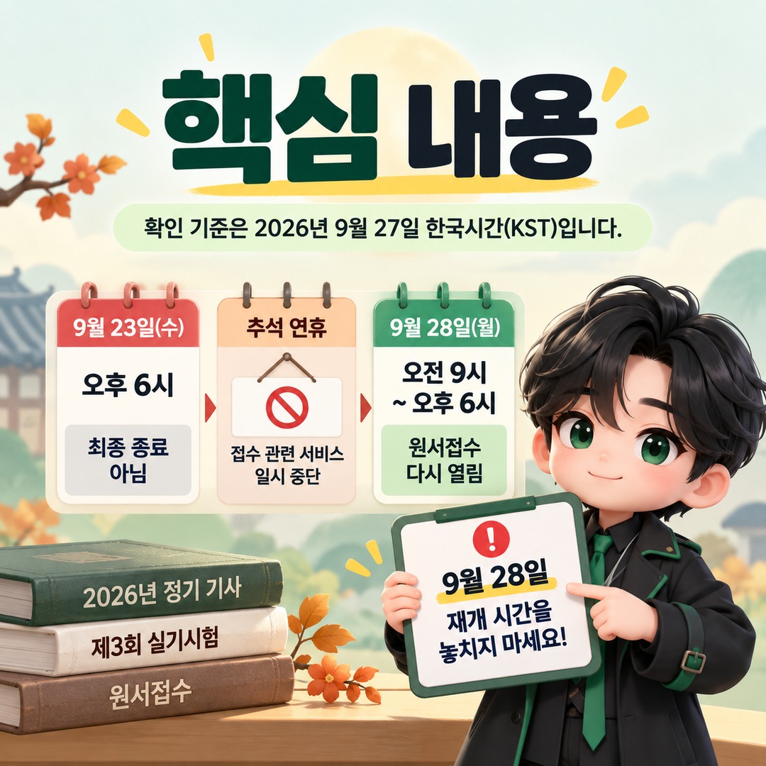 확인 기준은 **2026년 9월 27일 한국시간(KST)**입니다. - 핵심 내용 핵심 내용을 정리한 정보형 이미지