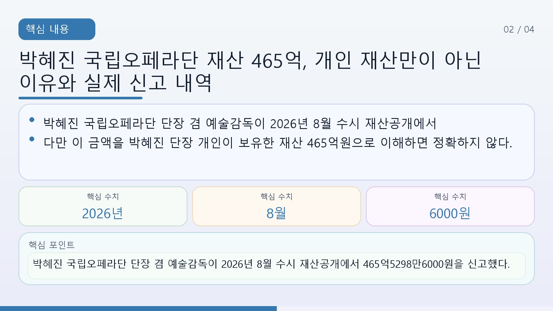 박혜진 국립오페라단 재산 465억, 개인 재산만이 아닌 이유와 실제 신고 내역 - 핵심 내용 핵심 내용을 정리한 정보형 이미지