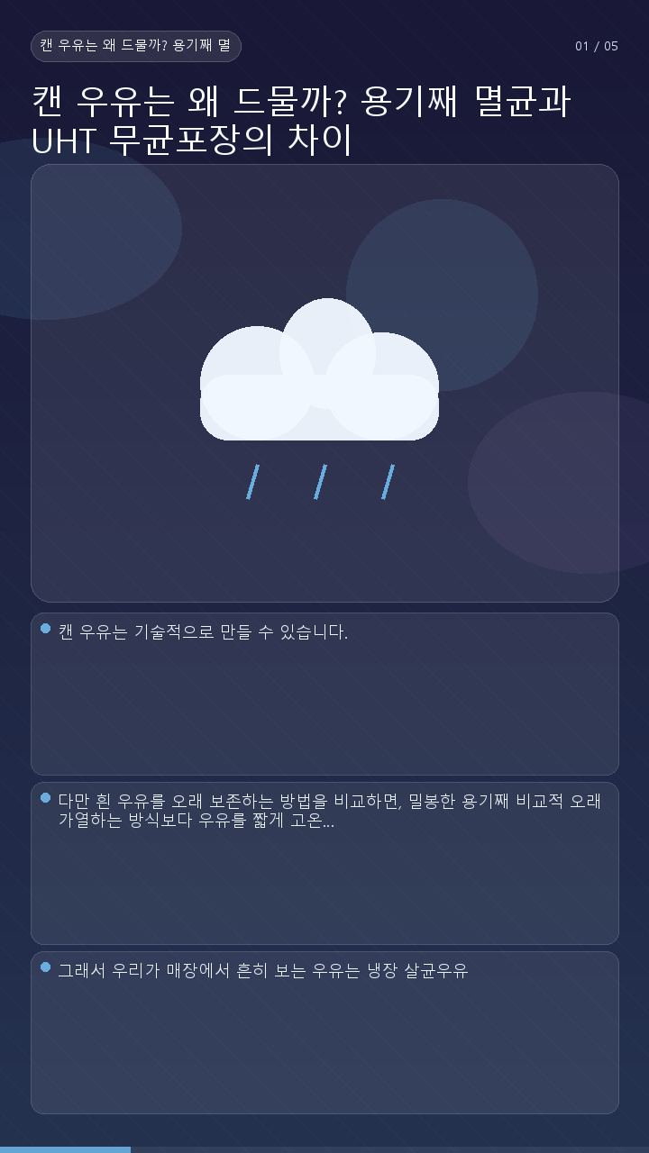 캔 우유는 왜 드물까? 용기째 멸균과 UHT 무균포장의 차이