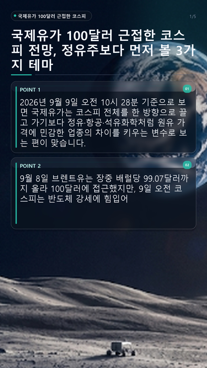 국제유가 100달러 근접한 코스피 전망, 정유주보다 먼저 볼 3가지 테마