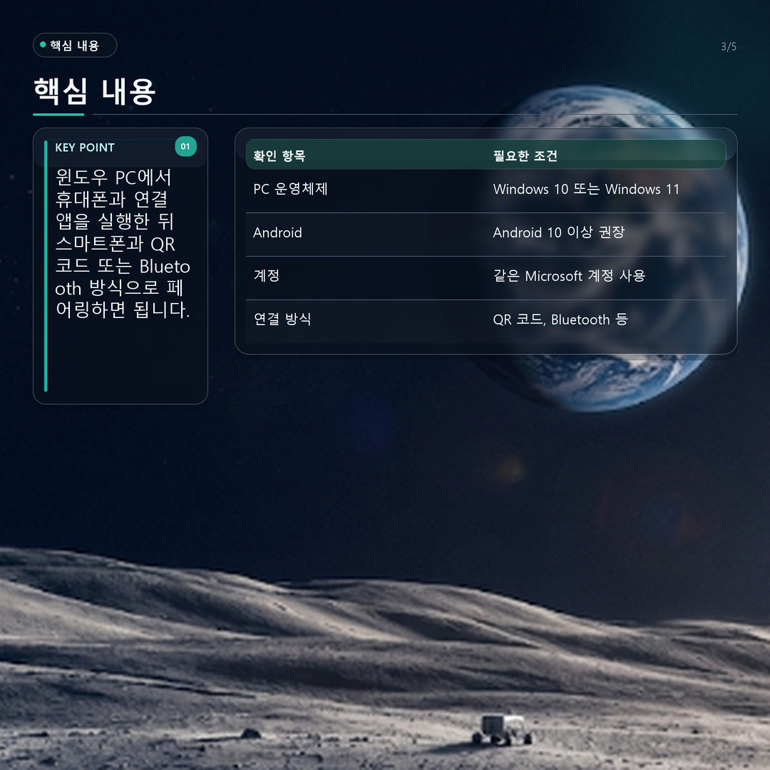 윈도우와 스마트폰 연결방법, 휴대폰과 연결 앱으로 사진·문자·알림까지 쓰는 방법 - 핵심 내용 핵심 내용을 정리한 정보형 이미지