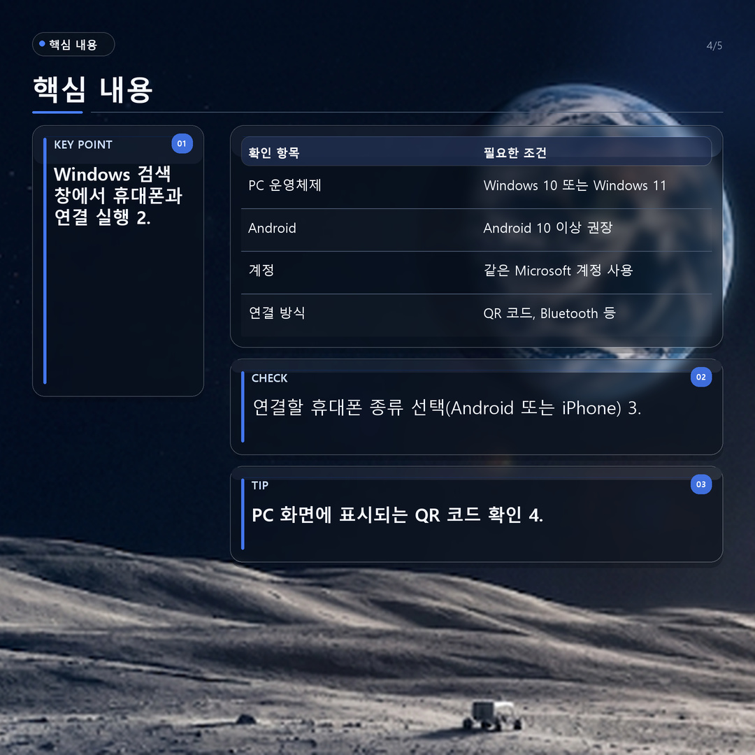 윈도우와 스마트폰 연결방법, 휴대폰과 연결 앱으로 사진·문자·알림까지 쓰는 방법 - 핵심 내용 핵심 내용을 정리한 정보형 이미지