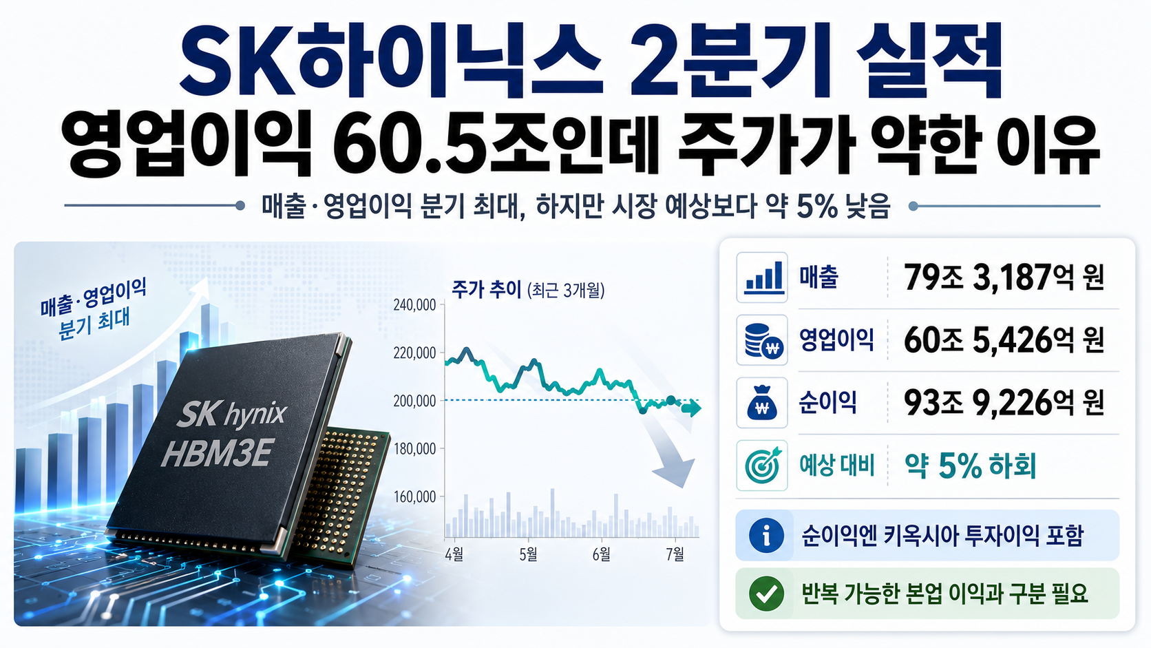 SK하이닉스 2026년 2분기 실적, 영업이익 60.5조인데 주가가 약한 이유 핵심 내용 정보형 썸네일