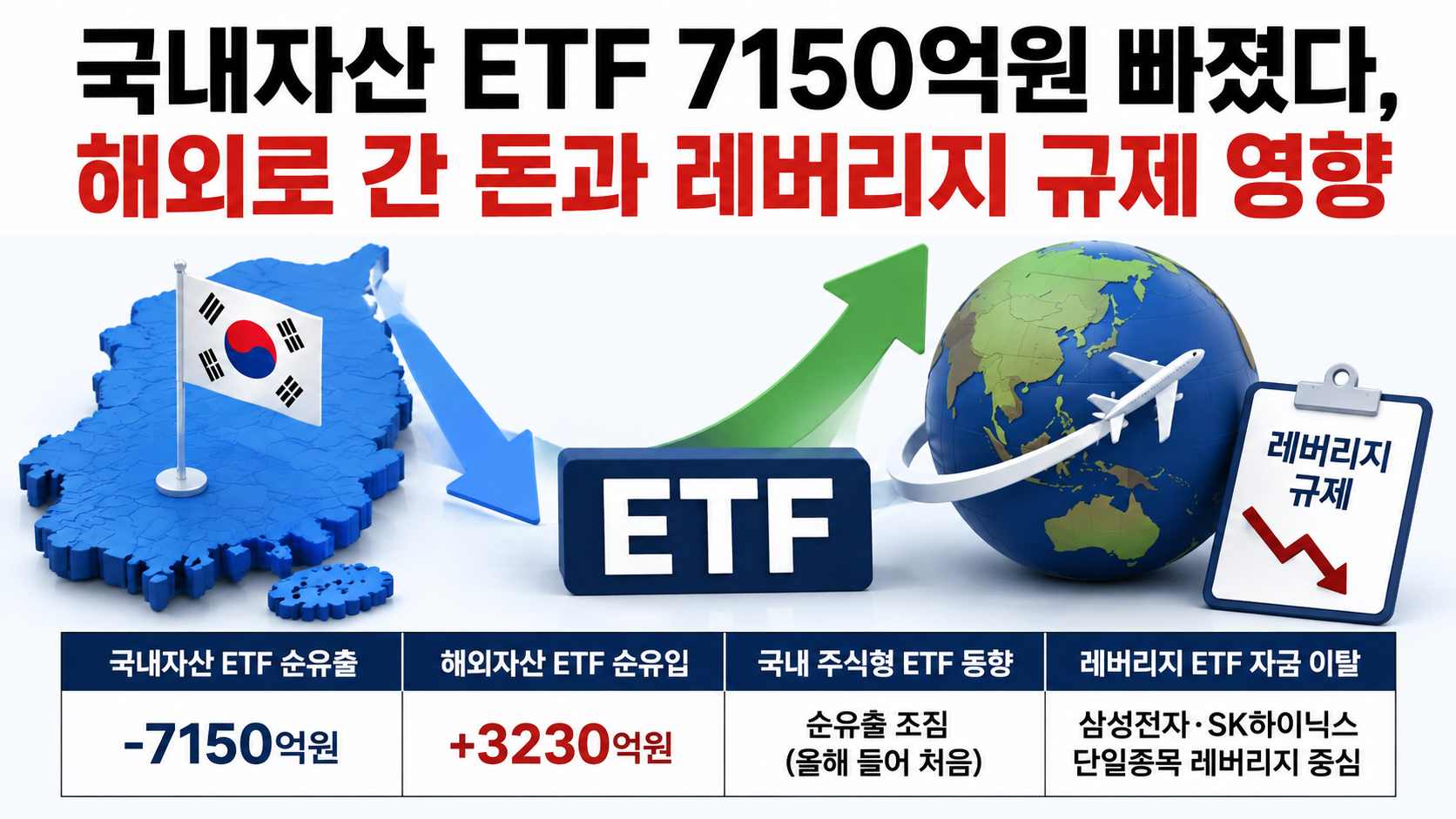 국내자산 ETF 7150억원 빠졌다, 해외로 간 돈과 레버리지 규제 영향