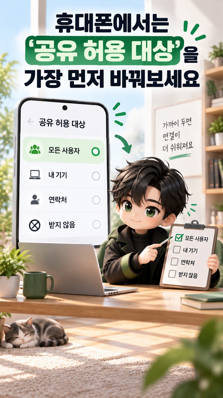 휴대폰에서는 ‘공유 허용 대상’을 가장 먼저 바꿔보세요