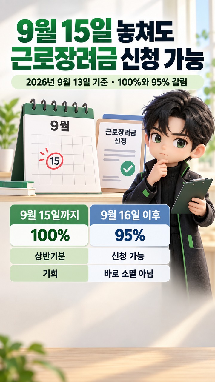 9월 15일을 놓치면 근로장려금을 못 받는 것은 아니다