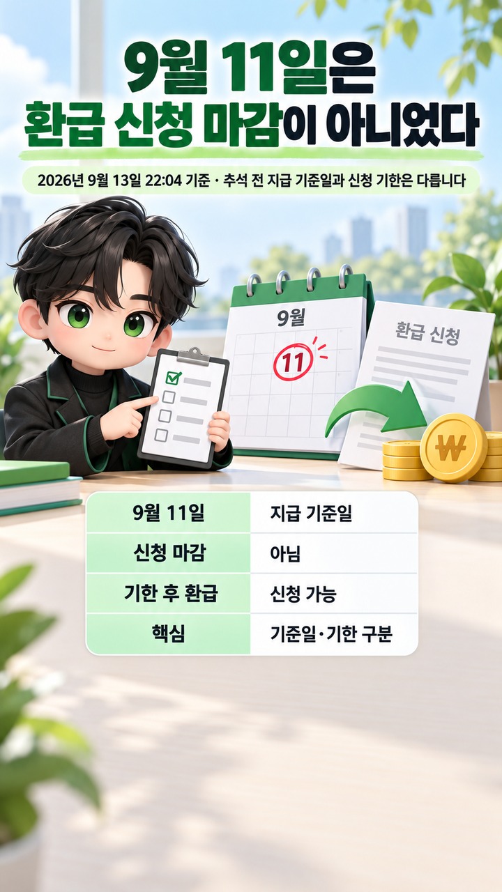 9월 11일은 환급 신청이 닫히는 날이 아니었다