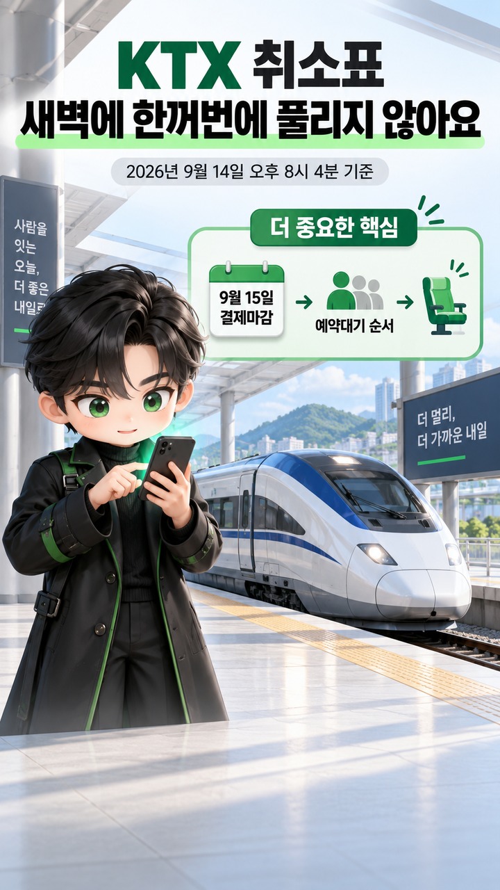 KTX 취소표가 새벽 2시나 3시에 한꺼번에 풀리는 것은 아니다