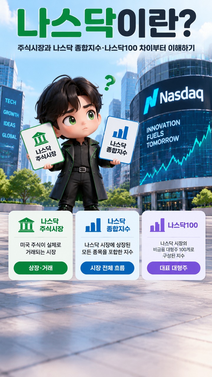 나스닥이란? 주식시장과 나스닥 종합지수·나스닥100 차이부터 이해하기# 나스닥이란? 주식시장과 나스닥 종합지수·나스닥100 차이부터 이해하기