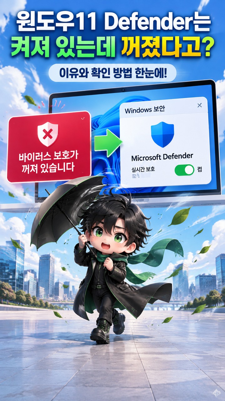 윈도우11 Defender는 켜져 있는데 꺼졌다고 알림 뜨는 이유와 확인 방법