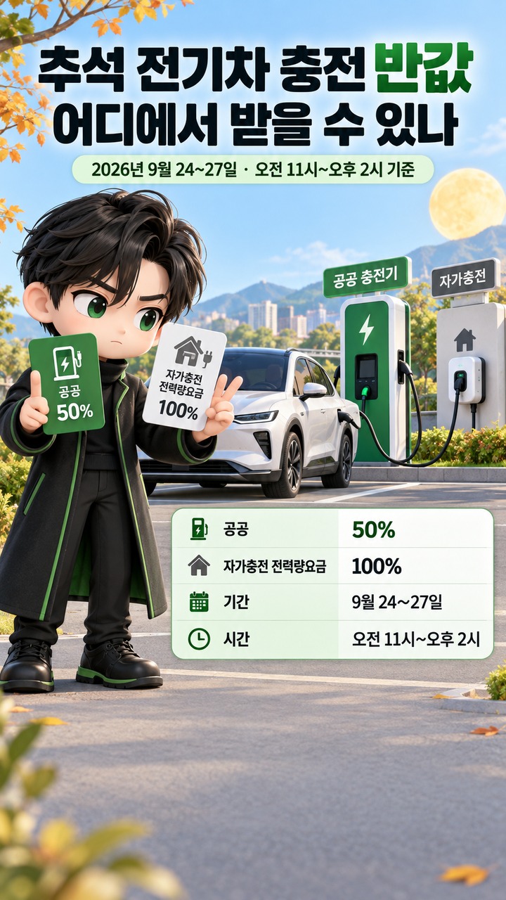 추석 전기차 충전 반값은 어디에서 받을 수 있나